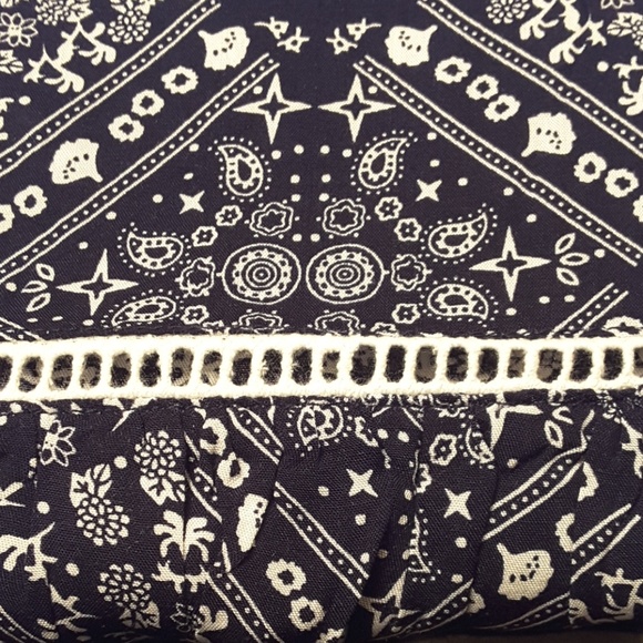 SARA Boho Navy Bandana Print & White Ladder Lace Tank Top Size Small LAST 1 NWT - Picture 6 of 8